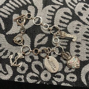 Vintage Juicy Couture Charm Bracelet Silver Anchor J Crown